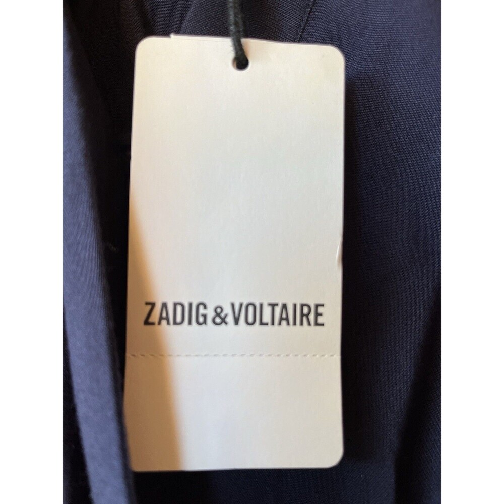 Zadig & Voltaire womens Reveal Faux Wrap Short Mini Dress size Small Navy $498 - Picture 5 of 9